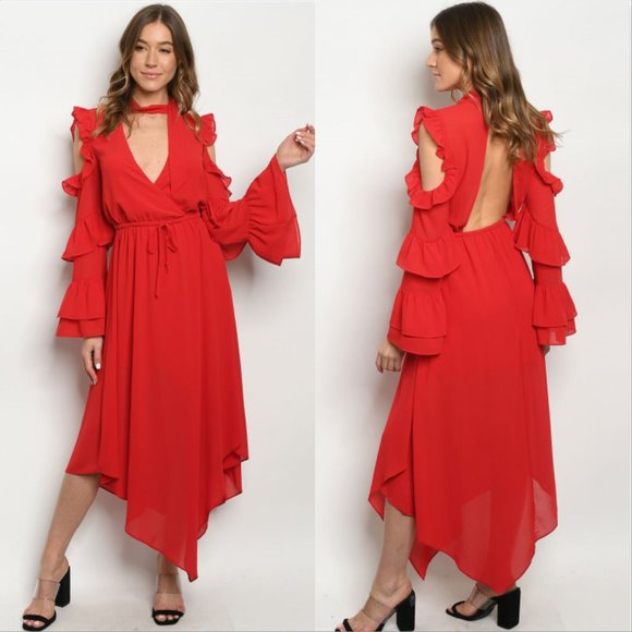 MODA ME COUTURE Dresses & Skirts - Lady In Red Midi Dress